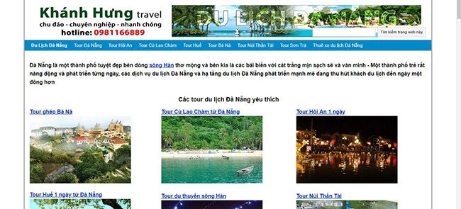 Thiết kế website khu du lịch đà nẵng